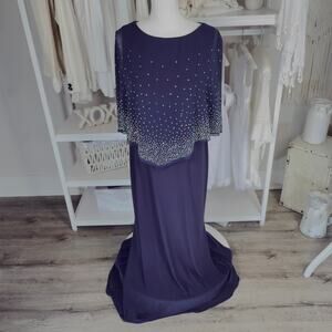 Oleg Cassini Sz 12 eggplant purple vintage gown, mature demure refined. #4018